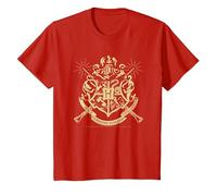 Harry Potter Hogwarts Badge Wands Camiseta T-Shirt, Kinder, Rot, 98