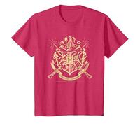Harry Potter Hogwarts Badge Wands Camiseta T-Shirt, Kinder, Rot Meliert, 152