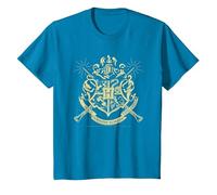 Harry Potter Hogwarts Badge Wands Camiseta T-Shirt, Kinder, Saphir, 128
