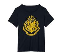 Harry Potter Hogwarts Golden Crest T Shirt T-Shirt, Damen Große Größen, Schwarz, 4X