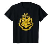 Harry Potter Hogwarts Golden Crest T Shirt T-Shirt, Kinder, Schwarz, 140