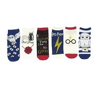 Harry Potter Hogwarts Hedwig Knöchelsocken mit Eulen-Motiv, 6 Paar, Mehrfarbig/Meereswellen (Ocean Tides), Einheitsgröße