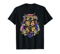 Harry Potter Hogwarts Multi-Colored Floral Crest T-Shirt