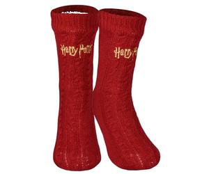 Harry Potter Hüttensocken - Strick Haussocken mit Sherpa Futter für Herren Kuschelsocken Flauschige Wintersocken warme Männer Socken OneSize Rot