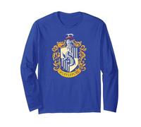 Harry Potter Hufflepuff House Crest Langarmshirt, Unisex für Erwachsene, Königsblau, S