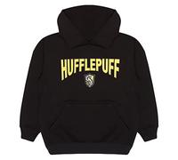 Harry Potter Hufflepuff Shield Boys Pullover Hoodie Black 7-8 Years | Geschenkidee für Jungen, Teen Größen, Hogwarts, Zauberwelt