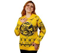 Harry Potter Hufflepuff Weihnachtspullover Geschenk für Damen und Herren, Gelb, Schwarz, Weiß, S