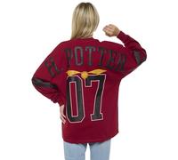Harry Potter Jersey Damen Übergroße Quidditch Drop Shoulder Langarm, Dunkelrot, XL