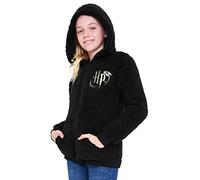 Harry Potter Kapuzenpullover Kinder Teddy Fleece Hoodie Teenager (9-10 Jahre, Schwarz HP Kinder)