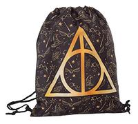 Harry Potter Kordelzugbeutel für Kinder, Heiligtümer des Todes, Sporttasche, Turnbeutel, Schwimmtasche, Schulrucksack, schwarz / goldfarben, One Size, Tasche mit Kordelzug