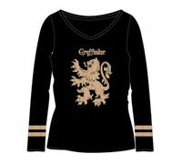 Harry Potter Langarm-Shirt - Glitzerndes Gryffindor Wappen, schwarz-gold