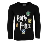 Harry Potter Langarmshirt Kinder Jungen Mädchen 134-164 - Hogwarts Quidditch & Häuser-Logos - Verschiedene Motive - Baumwolle, Muster: HP-Schwarz-All, Bekleidungsgröße: 134