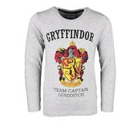 Harry Potter Langarmshirt Kinder Jungen Mädchen 134-164 - Hogwarts Quidditch & Häuser-Logos - Verschiedene Motive - Baumwolle, Muster: HP-Grau-TC, Bekleidungsgröße: 164