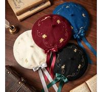 Harry Potter Mädchen Barett Vintage Malerhut Schleife Band Stickerei 4 Stile College Stil Modehut, geeignet für Pendeln, Reisen, Geschenke, für Schüle