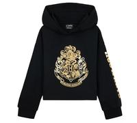 Harry Potter Mädchen Hoodie, Weicher und Bequemer Hogwarts Kapuzenpullover - Geschenke für Mädchen (Schwarz/Gold Kurz, 13-14 Jahre)