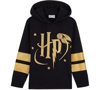 Harry Potter Mädchen Hoodie, Weicher und Bequemer Hogwarts Kapuzenpullover - Geschenke für Mädchen (Schwarz/Gold, 11-12 Jahre)