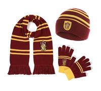 Harry Potter Offizieller Gryffindor Schal, Mütze und Handschuhe - Accessoire Set für Damen und Kinder - Hogwarts Geschenk und Kostüm Zubehör