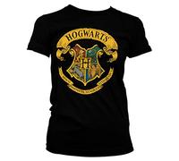 Harry Potter Offizielles Lizenzprodukt Hogwarts Crest Damen T-Shirt (Schwarz), Large