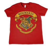 Harry Potter Offizielles Lizenzprodukt Hogwarts Crest Kinder T-Shirt - Rot 9/10 Jahre