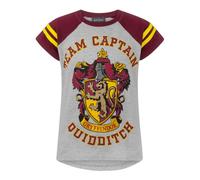 Harry Potter offizielles Mädchen Gryffindor Quidditch Team Captain T-Shirt (Grau/Kastanie) 11-12A / 146-152cm