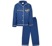 Harry Potter - Personalisierter Kinder-Pyjama - Dunkelblauer Winter-Pyjama mit Knöpfen - 100% Baumwolle - Offizielles Merchandise - 12/13 Jahre