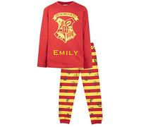 Harry Potter Personalisierter Pyjama für Kinder - Langarm Top & Lange Hose Set - 100% Baumwolle - Offizielles Merchandise - PJs Mit Personalisiertem Namen, Rot