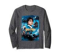 Harry Potter Philosophers Stone Langarmshirt, Unisex für Erwachsene, Anthrazit Meliert, M