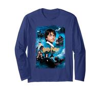 Harry Potter Philosophers Stone Langarmshirt, Unisex für Erwachsene, Marineblau, L