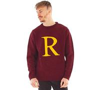 Harry Potter R für Ron Erwachsene Weihnachtspullover | Herren & Damen Ron Weasley Letter R Strick-Sweatshirt | Xmas Stein der Weisen Film Bekleidung Geschenk in Rot | Festliches Hogwarts-Geschenk