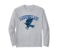 Harry Potter Ravenclaw Sport Emblem Langarmshirt, Unisex für Erwachsene, Grau Meliert, XL