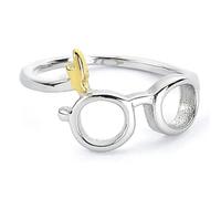 Harry Potter Ring mit Blitzverschluss und Brillenring aus Edelstahl, Größe S
