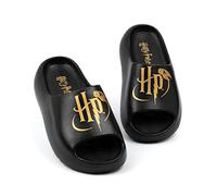 Harry Potter Sliders Mädchen Jungen Kinder | Schwarz geformte Sandalen Golden Snitch HP Logo | Magische Sommerschuhe Schuhe