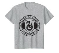 Harry Potter Slytherin House Badge T-Shirt, Kinder, Grau Meliert, 140