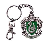 HARRY POTTER Slytherin Wappen Schlüsselanhänger handbemalt Gesamtlänge 15,5cm grün Metall