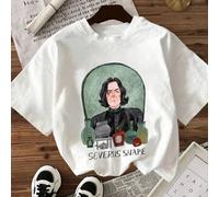 Harry Potter, Snape Büste und Chemie-Magie-Ausrüstung Muster Muster, geripptes 100% Baumwolle Damen T-Shirt, College-Stil Sportswear, fließend, weich,