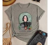Harry Potter, Snape-Büste und Musterdruck mit chemischer Zauberausrüstung, geripptes Damen-T-Shirt aus 100 % Baumwolle, Sportbekleidung im College-Sti
