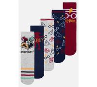 Harry Potter Socken für Jungen und Mädchen - Hogwarts Kinder Sneaker Kindersocken Söckchen Grau/Blau/Rot (5er Pack) (DE/NL/SE/PL, Numerisch, 27, 30, Regular, Grau/Blau/Rot)