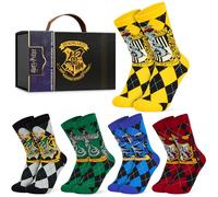 Harry Potter Socken Damen 5er Pack Atmungsaktiv Lustige Socken Wadenlange Bunte Strümpfe Geschenke für Erwachsene und Teenager (35/41 EU, Mehrere Streifen)