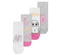 Harry Potter Socken für Damen - Hedwig Gleis 9 3/4 Frauen Sneaker Strümpfe Grau/Pink (4er Pack) (DE/NL/SE/PL, Numerisch, 39, 42, Regular, Regular, Grau/Pink)