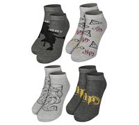 Harry Potter Socken für Herren - Hogwarts Männer Sneaker Strümpfe Grau (4er Pack) (DE/NL/SE/PL, Numerisch, 39, 42, Regular, Regular)