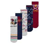 Harry Potter Socken für Jungen und Mädchen - Hogwarts Kinder Sneaker Kindersocken Söckchen Grau/Blau/Rot (5er Pack) (DE/NL/SE/PL, Numerisch, 27, 30, Regular, Grau/Blau/Rot)