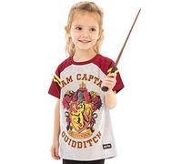 Harry Potter T-Shirt Quidditch Team Captain Girl's Raglan Kids Grey Top 11-12 Jahre