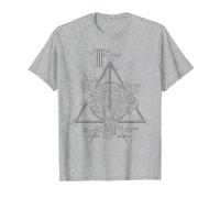 Harry Potter Three Brothers Deathly Hallows T-Shirt, Herren, Grau Meliert, 6XL