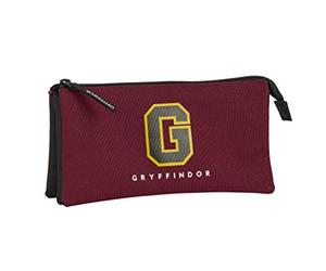 Harry Potter Trousse scolaire officielle GRYFFINDOR souple 3 compartiments 2 fermetures éclair 23x12 cm