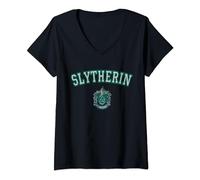 Harry Potter Varsity Slytherin Crest T-Shirt mit V-Ausschnitt
