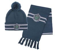 Harry Potter Winter-Set für Kinder und Jugendliche - Hogwarts Mütze und Schal, Slytherin Mütze und Schal - Grün