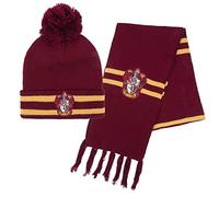 Harry Potter Winter-Set: Mütze und Schal für Kinder und Jugendliche - Hogwarts Gryffindor Winter-Accessoires in Rot
