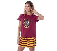 Harry Potter Women's Hogwarts Castle Gryffindor Shirt and Shorts Sleepwear Pajama Set (Medium)
