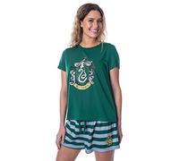 Harry Potter Women's Hogwarts Castle Slytherin Shirt and Shorts Sleepwear Pajama Set (X-Large)