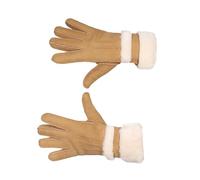Harrys-Collection Damen Handschuh aus echtem Lammfell mit Pelz Besatz